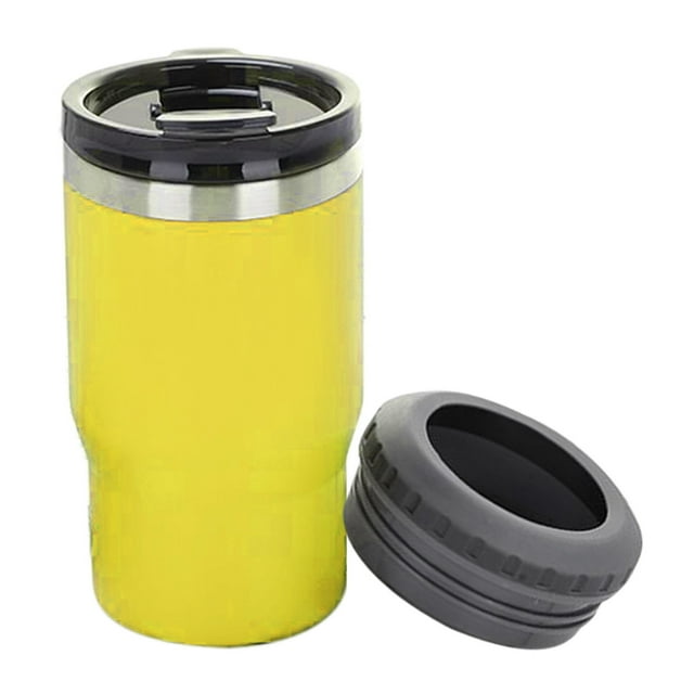 Soporte aislante para botellas de 14 oz, enfriador de latas aislado de acero inoxidable 304 para bebidas al aire libre en el automóvil, color amarillo