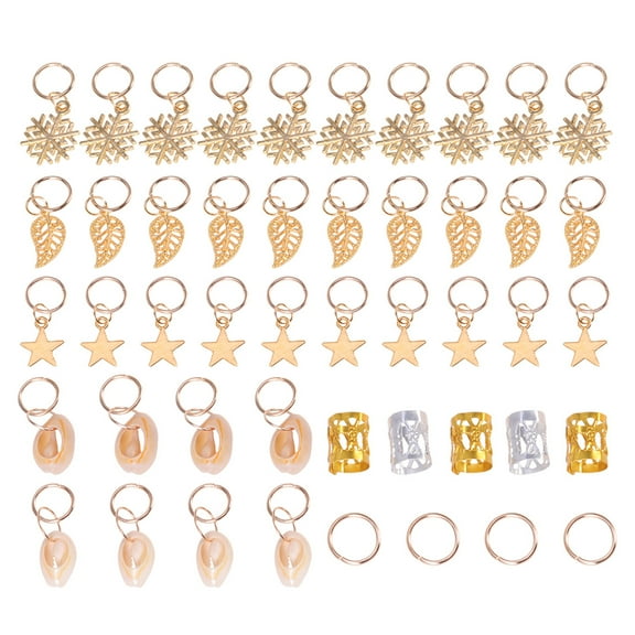 80pcs Hair Braid Jewelry Multiple Pendants Soild Cuffs Leave Snowflake Shell Star Hair Decorations