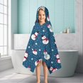thumbnail image 6 of Blue Christmas Snowman Pattern Hooded Bath Towel，50"x30" for Ages 3 To 12 Kids, Quick Dry Lightweight Soft Microfiber Hood Beach Towel Cover Up for Kids, 6 of 7