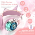 thumbnail image 5 of QearFun Kids Unicorn Bluetooth Headphones, 60H Playtime, 3-Level 74/85/94dB Safe Volume Limit, Wireless Headset with Mic for Girls, Bluetooth 5.3, Foldable for School/Travel/Tablet - Pink, 5 of 8