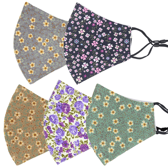 Pack of 5 Reusable Face Covering Mask Washable Cover One Size Unisex Assorted Color Masks