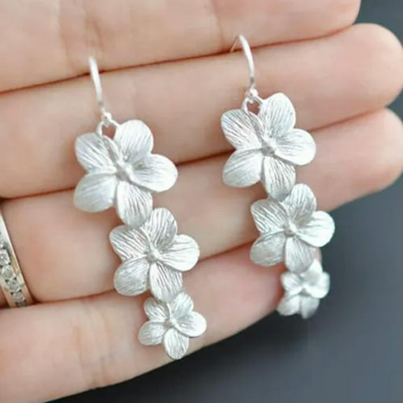 QQTDFG Vintage 925 Silver Flower Earrings Ear Hook Women Wedding Drop Dangle Jewelry-#2