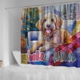 thumbnail image 4 of Watercolor Hello Winter Goldendoodle Chill Christmas Welcome Shower Curtain Doodle Dog Lover Gifts Idea Waterproof Bathroom Bathtub Curtain - 00016, 4 of 5