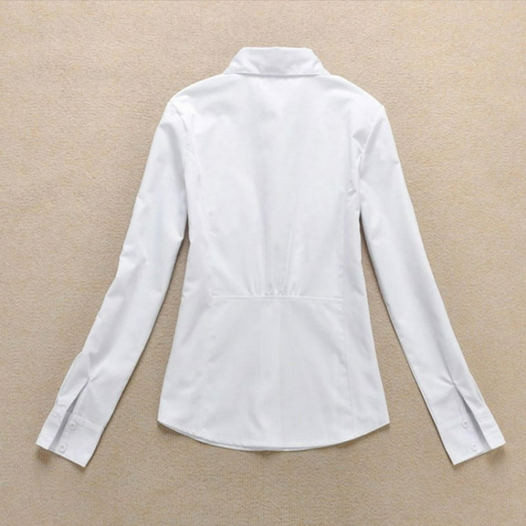 White Collared Shirt Women 2022 Fashion Casual Long Sleeve Button Down  Blouses Cutout Hem Loose Tops Fall Clothes, A#01 White, Small : :  Clothing, Shoes & Accessories