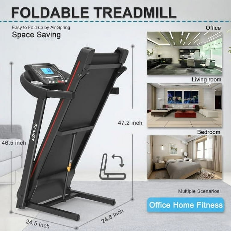Fitshow App Home Foldable Treadmill with Incline Folding Treadmill for Home Workout Electric Walking Running Treadmill Machine 5 LCD Screen 250 LB Capacity Bluetooth Music Walmart