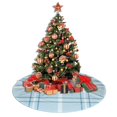 thumbnail image 4 of Falda para árbol de Navidad con diseño de cuadros escoceses de color azul, suave y divertida, decoración navideña de granja de 48", 4 of 4