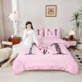 thumbnail image 4 of Homewish Personalized Initial Letter M 2pcs Bedding Comforter Set for Kids Children Girls,Leopard Print Twin Comforter Sets,Dreamy Princess Bow Breathable Bedding Set,Luxury Bedroom Decor,Reversible, 4 of 8