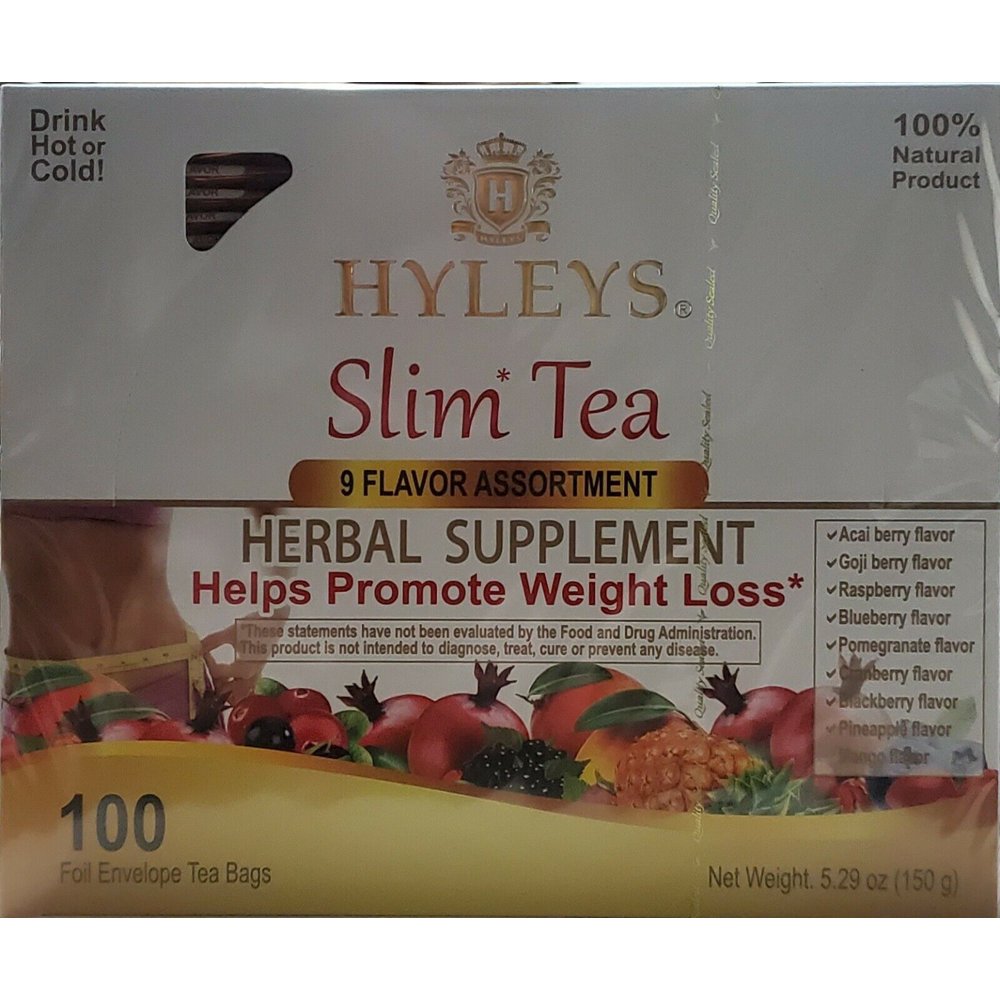Hyleys 100 Natural 9 Flavor Assorted Slim Tea Collection 100 Teabags