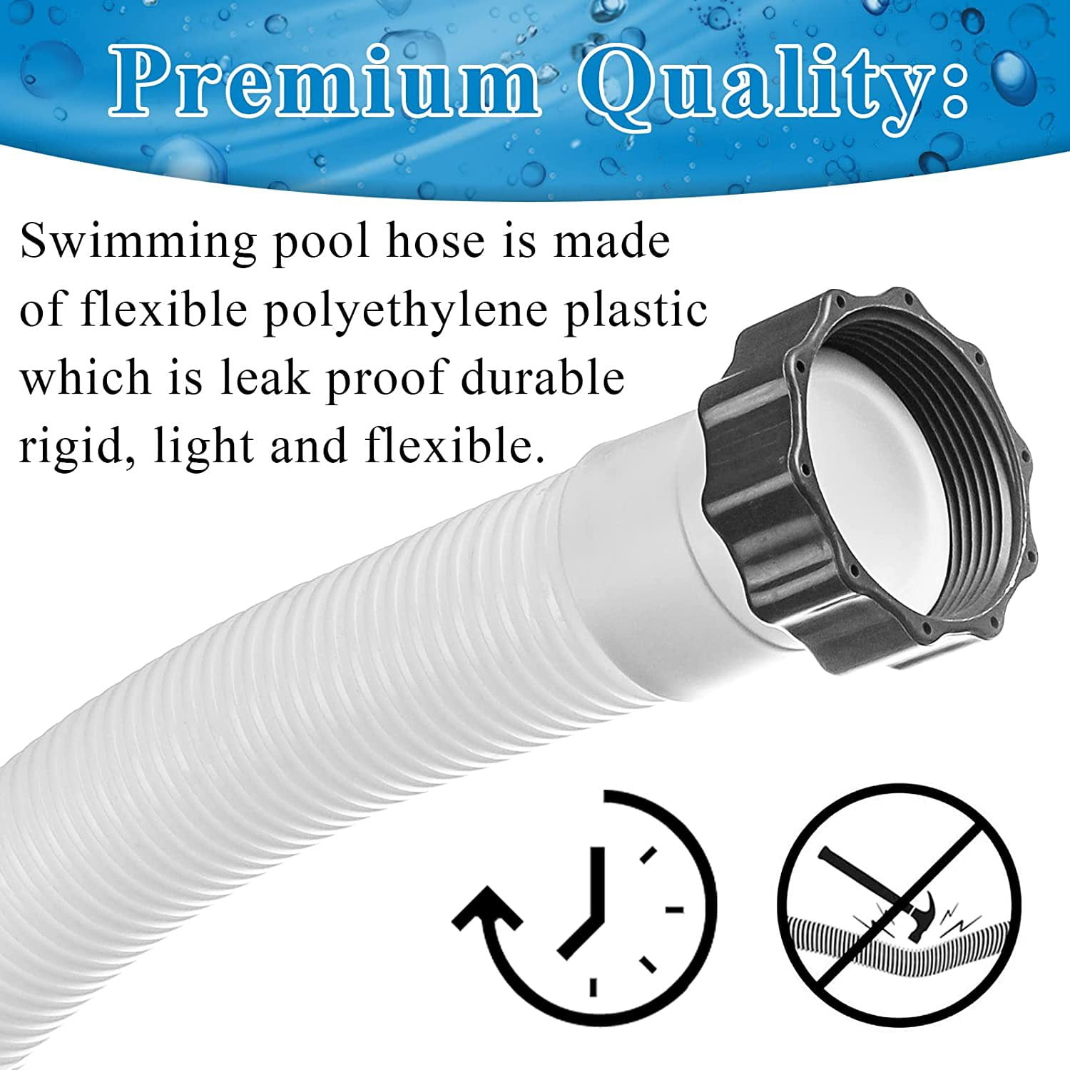Tuyau De Piscine 38 Mm X 150 Cm - Flexible Pour Pompe Et Aspirateur - Remplacement Accessoire Filtre - PE + EVA