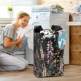 thumbnail image 5 of Yayeee Freestanding Laundry Hamper with Handle Collapsible Large Storage Basket for Clothes, Dark Flowers Pattern, 5 of 7