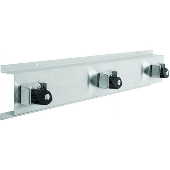 TrueCraftware- 24" Stainless Steel 3 Slots Mop/Broom Rack- Holder Assembly for Mop Broom Racks Utility Cabinets Garage Storage System Garden Kitchen Tool Organizer