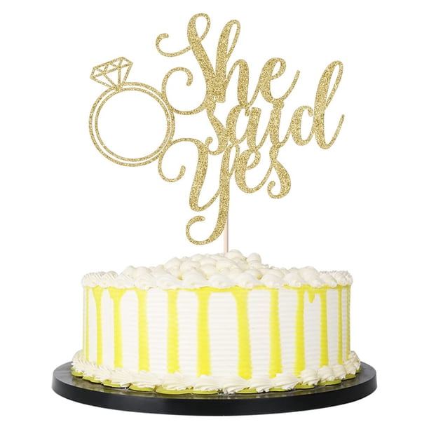 Cake Topper Palasasa Ella dijo que sí, dorado con brillo