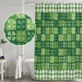 thumbnail image 4 of St. Patrick's Day Shower Curtain Set with Hooks, Four Leaf Clovers Plaid Pattern Waterproof Fabric Bathroom Curtains Decor Home Accessories,72 X 84 Inch Extra Long, 4 of 9