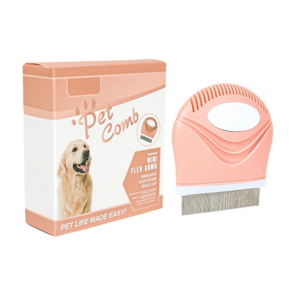 Pet Flea Comb for Cats and Dogs - Stainless Steel Detangling Grooming Tool, Fine-Tooth Design for Removing Debris & Dandruff, 1-Pack Professional Pet Hair Removal Comb
