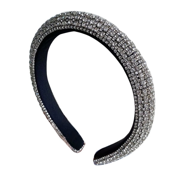 1 pieza de esponja de diamantes de imitación con borde ancho y parte superior craneal alta, paquete de peinado decorativo adecuado para la mayoría de las personas