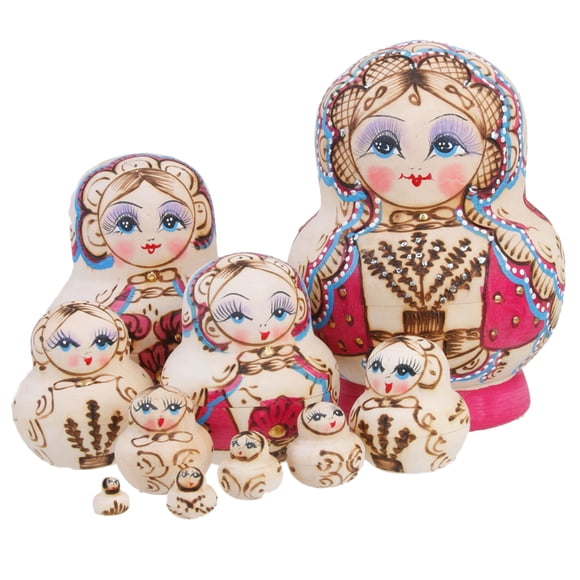 10pcs Beautiful Wooden Nesting Dolls Matryoshka Russian Dolls Set