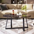 thumbnail image 3 of Oval Faux Black Marble Coffee Table Wooden Gold Elliptic Modern Side End Table for Coffee Dinning Living Room Kitchen, Small Stand Modern Design Home Furniture Black Table for Couch, 3 of 8
