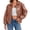 Light brown, variant on Womens Oversized Leather Bomber Jackets Cap Sleeve Zip Up Motorcycle Coats with Pockets
