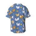 thumbnail image 5 of Uemuo Chicken Family Pattern Cotton Linen Short Sleeve Shirts,Casual Lightweight Button Down Shirts,Vacation Beach Summer Tops-Medium, 5 of 7