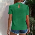 thumbnail image 4 of Women's Puff Short Sleeve Tops Summer Trendy Mock Neck Pleated Slim Fit Blouses Casual Solid Color Tunic Shirts (M, Green 1), 4 of 7