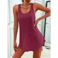 thumbnail image 4 of Trajes de Baño para Mujer, Vestidos de Playa Básicos, Sin Mangas, con Cuello en U, para Playa Vino Tinto XL, 4 of 9