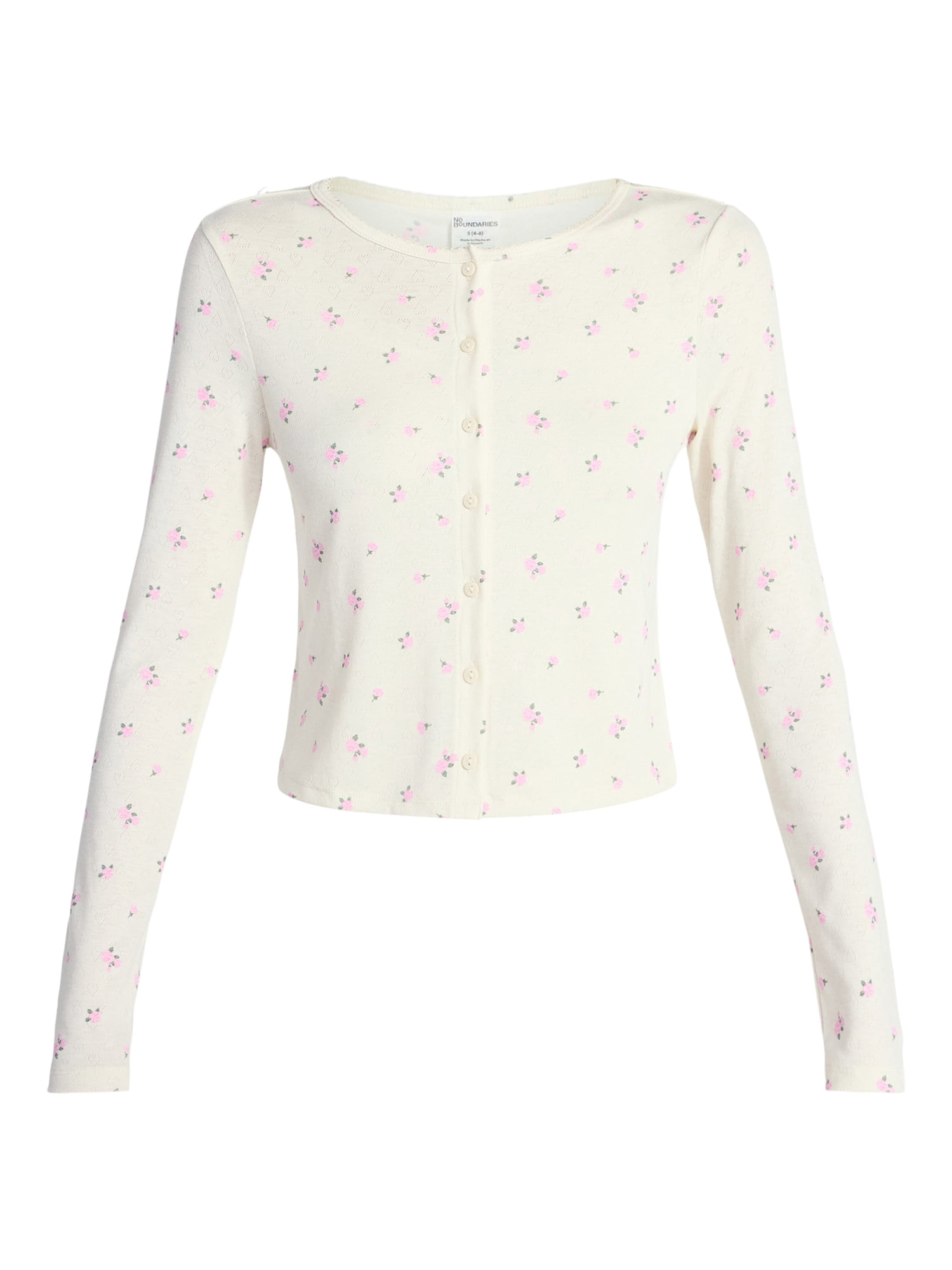 No Boundaries Sleep Pointelle Knit Cardigan, Women’s XXS-3X