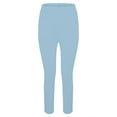 thumbnail image 4 of Audhol Workout Leggings for Women Women's Workout Elastic Waist Slit Hem Leggings Tummy Casual Soft Yoga Pants Lightweight Cozy Athletic Trousers Yoga Leggings for Women Light Blue M, 4 of 6