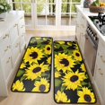 thumbnail image 4 of Kitchen Rugs Sets Of 2,Black Green Stem Sunflower Pattern Anti Fatigue Kitchen Mat Rugs Non Slip Washable,Decorative Kitchen Floor Mats for Kitchen,Sink,Laundry,17"x47"+17"x47", 4 of 5