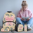thumbnail image 2 of Yspwyqan Pink Bow Backpack Set for Teens, Girls Bass Fish Backpack and Lunchbox Set 4Pcs, 17 Inch Trendy Large Capacity Bookbag for Middle High School, 2 of 7