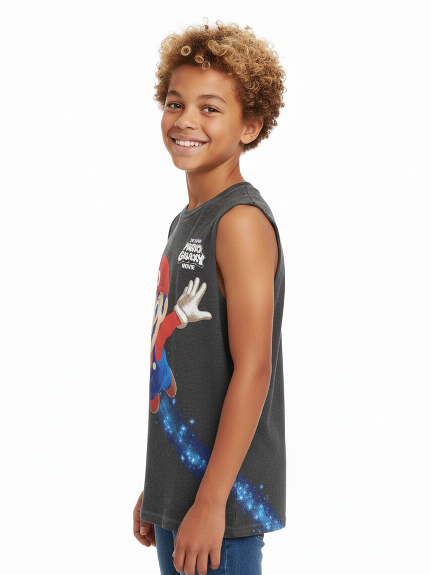Super Mario Galaxy Movie Boys Mineral Wash Graphic Muscle Tank Top, Sizes 4-18
