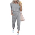 thumbnail image 1 of Womens Short Sleeve Two Piece Outfits Loungewear Sweatsuit Sets Outfits Athletic Tracksuits, 1 of 5