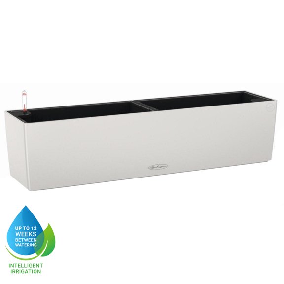 Lechuza USA 31" Gray and Black Rectangular Smooth Planter