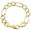 thumbnail image 2 of 14K Yellow Gold 12mm Solid Plain Figaro Link Bracelet Lobster Clasp 9 Inch, 2 of 7