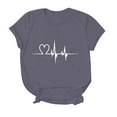 thumbnail image 2 of Adeawade Valentine'S Day T Shirts For Women Short Sleeve T Shirt Solid Color Heart Print Tops Round Neck Tee Casual Clothing Xl Grey, 2 of 6