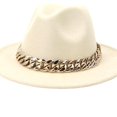 thumbnail image 7 of Elegant Wide Brim Fedora Hat with Chain Wide Brim Size Fashionable Classic Luxury Hat for Women Autumn Outdoors Mens - Beige, 7 of 7