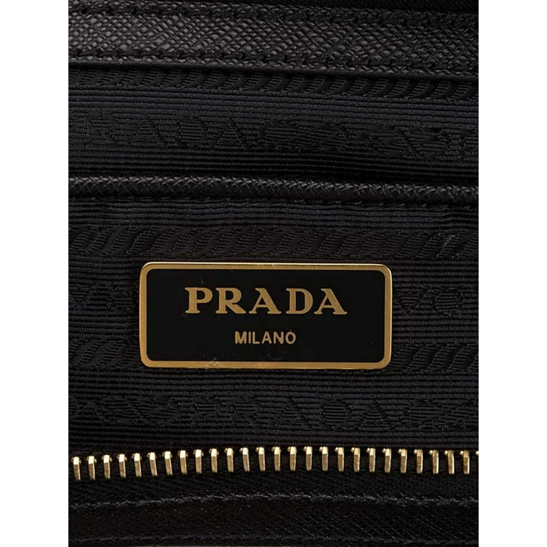 Prada Womens Tessuto Nylon Saffiano Leather Black Handbag 1BB013: Handbags