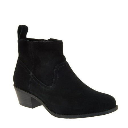 

Rewenti Retro Women Suede Flat Low-heeled Solid Color Short Booties Square Head Shoes Black 7.5(38)