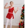 thumbnail image 4 of TiaoBug Girls Christmas Candy Cane Costume Shiny Sequins Ballet Dance Leotard Dress Red 12, 4 of 7