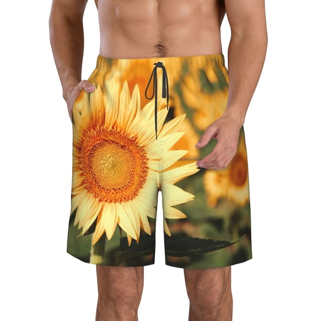 Fotbe Golden Sunflower In Field Trajes de Baño Estampados para Hombre, Shorts de Verano de Secado Rápido, Ropa de Playa, Bañadores-XX-Large