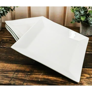 Ebros Pack Of 4 Kitchen And Dining Modern Design Porcelain Square Plates 8.25"W