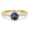 thumbnail image 3 of Gem Stone King 14K Two Tone Gold Blue Mystic Topaz and Lab Grown Diamond Engagement Ring for Women | 1.16 Cttw | Round 6MM | Gemstone November Birthstone | Size 9, 3 of 6