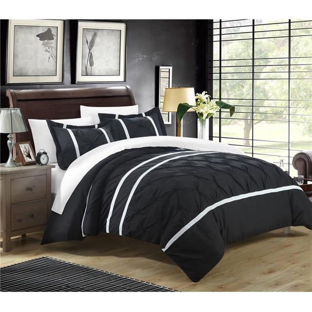Chic Home DS3842-US Ensemble de Housse de Couette Ronika Pincée Plissée - Reine - 3 Pièces