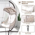 thumbnail image 4 of Swing Egg Chair with Stand, 350lbs Capacity Hammock Chair with Wicker Rattan Frame, Egg Chair with Sunshade Cloth, Courtyard, Cushion and Pillow for Indoor Outdoor Patio, 4 of 7