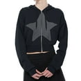 thumbnail image 2 of Women Zip Hoodies Stars Print Long Sleeve Crop Tops Aesthetic Sweatshirt for Fall Streetwear, 2 of 4