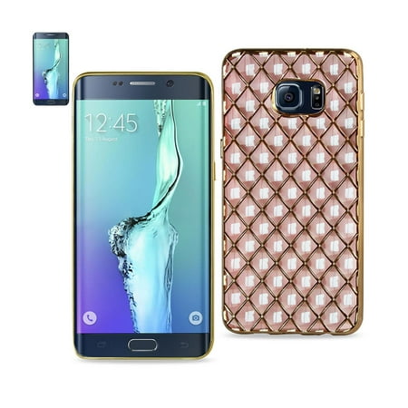 Reiko TPU Rhombus Pattern Case for Samsung Galaxy S6 Edge Plus - Pink/Gold