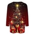 thumbnail image 4 of lcziwo Holiday Sales Christmas Blouses 3/4 Sleeve Womens Light Up Xmas Tree Graphic Tops Casaul Round Neck Festival Party Shirts,Red,L, 4 of 5