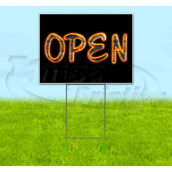 Open (18" x 24") Yard Sign, Includes Metal Step Stake