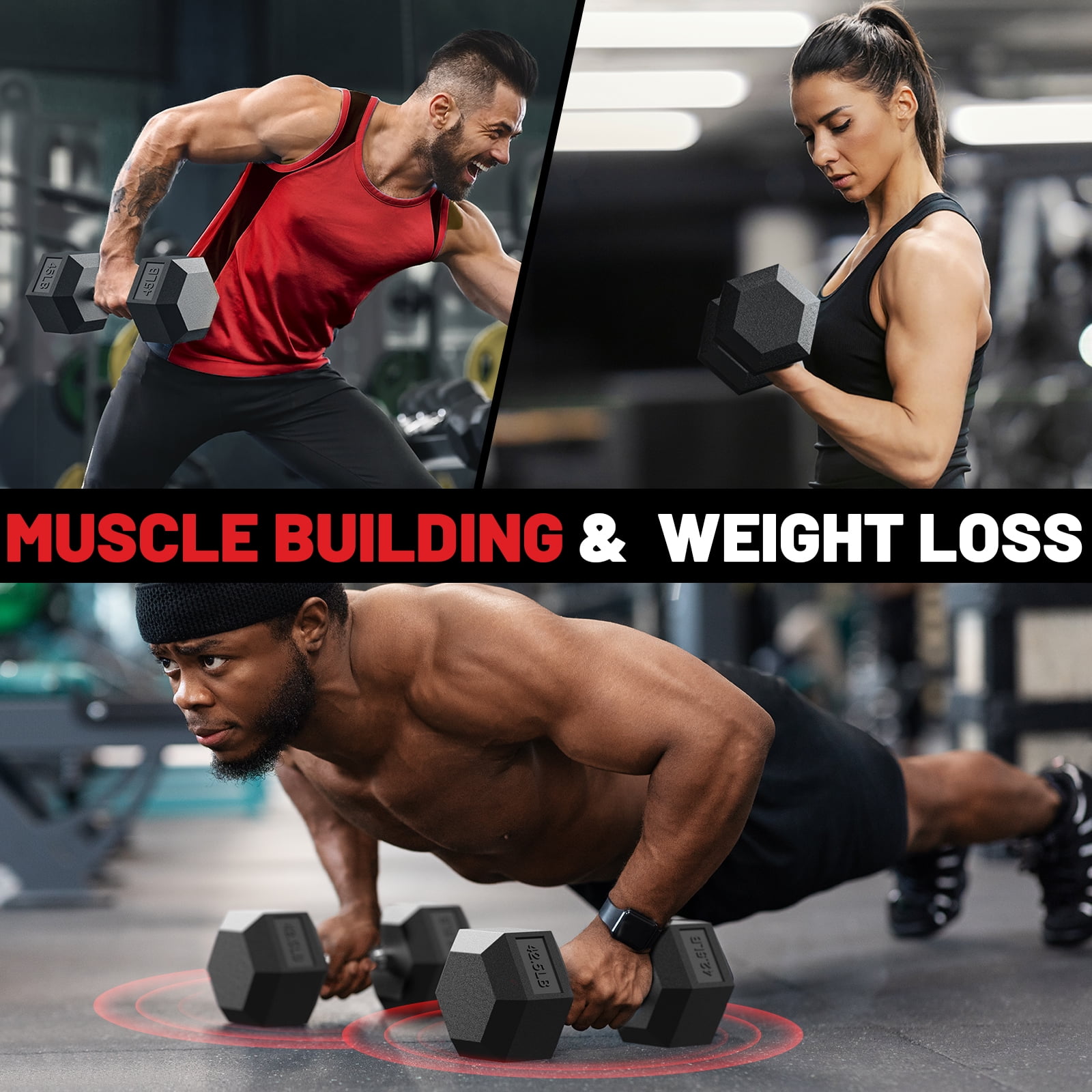 ROALW Hex Dumbbell 12 lb Set of 2 with Rubber Grip, Odorless Rubber Coated Weight Fixed Dumbbells Set of 2, Weights for Women at Home, Hand Weights for Home Gym & Strength Training