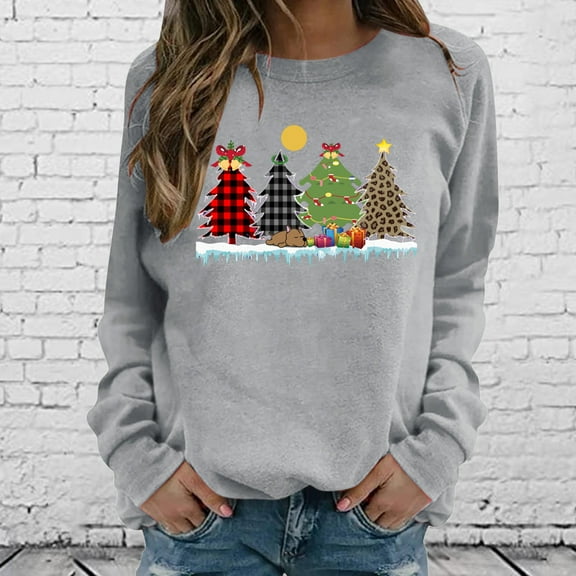 Aloohaidyvio ,Christmas Fashion Womens Casual Long Sleeve Printed Sweatshirt Tops