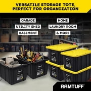 Ramtuff 4 Pack Stackable Storage Container and 4 Pack Connectable Moving Dolly
